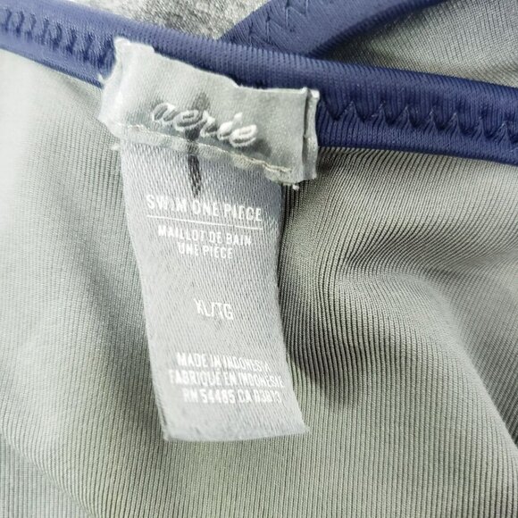 Aerie Swimming Suit Gray with Blue Trim Women's Size XL Bathing Suit Swim - Picture 6 of 8